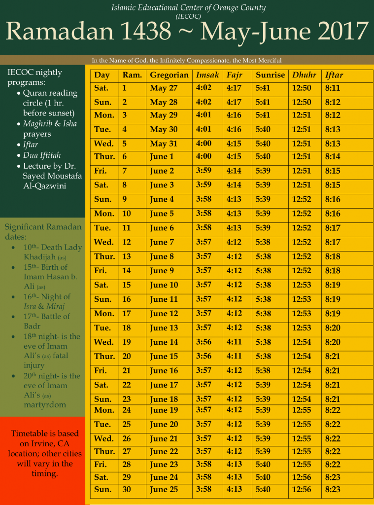 Ramadan Timetable and Flyer IECOC