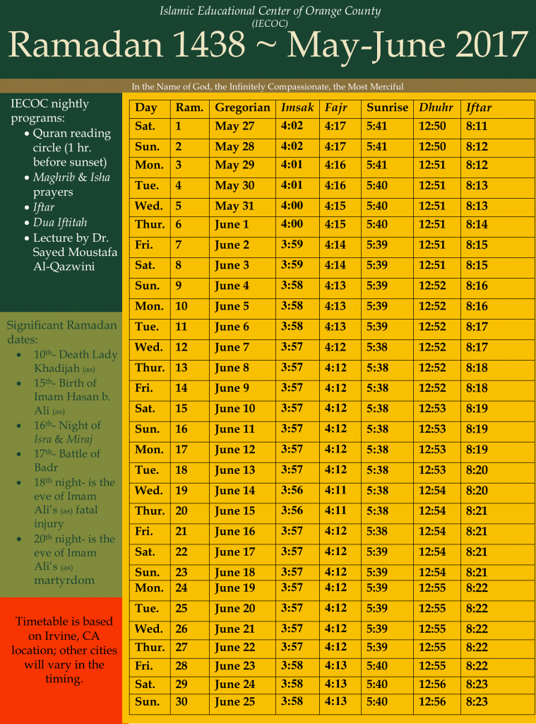 ramadan 2023 schedule