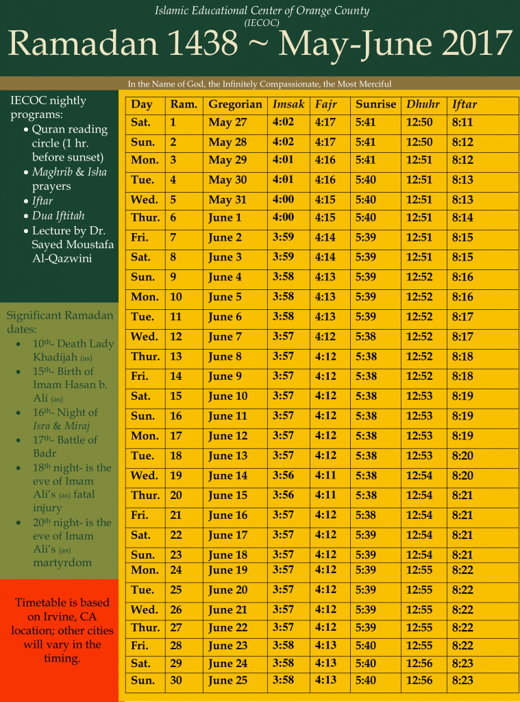 Ramadan Timetable And Flyer IECOC