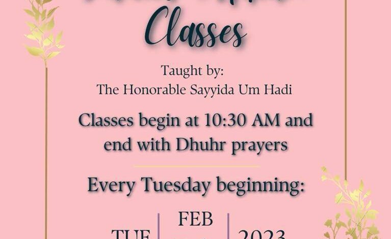 Weekly Ladies Ahkam Classes Commence at IECOC