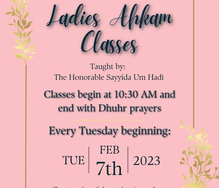 Weekly Ladies Ahkam Classes Commence at IECOC