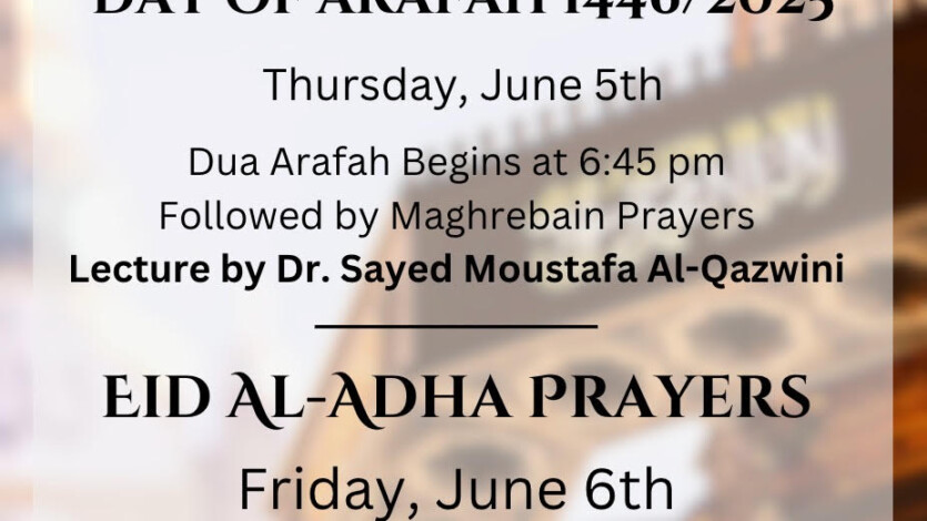 Upcoming Day of Arafah and Eid Al-Adha Programs