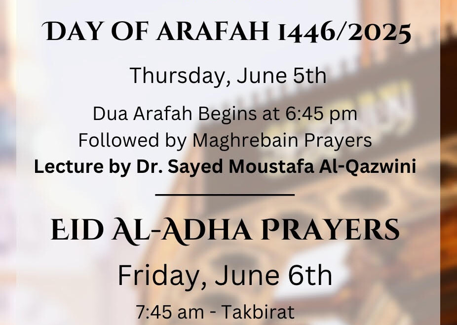 Upcoming Day of Arafah and Eid Al-Adha Programs